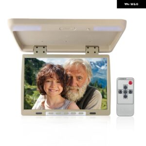 ルーフモニター 液晶フリップダウンスクリーン オーバーヘッド マルチメディアビデオ プレーヤー天井ルーフ マウント ディスプレイ 15.4インチ - beige