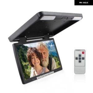 ルーフモニター 液晶フリップダウンスクリーン オーバーヘッド マルチメディアビデオ プレーヤー天井ルーフ マウント ディスプレイ 15.4インチ - black