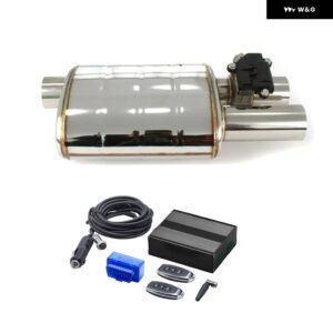 2/2.36/2.5/2.75/3インチ電気マフラーシングルインレットダブル アウトレット Hタイプマフラー ポンプ カットアウト バルブ 制御 セット - 76MM with OBD