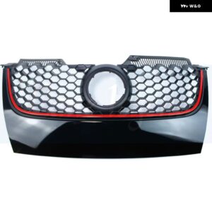 自動フロントセンターメッシュ バンパー グリル カーボンブラック レーシング グリル VW ジェッタ MK5 GTI 2005-09 レーシング グリル - a
