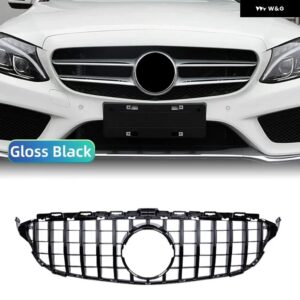 2015-2018 GT メルセデス ベン Cクラス W205 フロント バンパー グリル スライバー/グロスブラックカーアクセサリー - Gloss Black