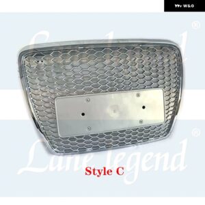 RS6 スタイル 完璧にマッチフロントフード バンパー グリル エンブレムなし レーシング グリル A6/S6 C6 2005 - 2011 - Style C