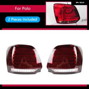 カー スタイリング テールランプポロ LED テールライト 2009-2017 ポロテール LIGHS LED DRL ダイナミ信号ブレーキリバース自動車アクセサリー - Red