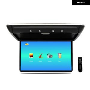 14インチ車ルーフモニター TV フリップダウン 1080P ビデオ HD スクリーン MP5 プレーヤー IPS スクリーン 16 色 周囲光 USB SD HDMI FM - black