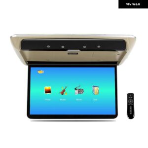 14インチ車ルーフモニター TV フリップダウン 1080P ビデオ HD スクリーン MP5 プレーヤー IPS スクリーン 16 色 周囲光 USB SD HDMI FM - beige