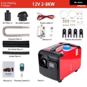 5-8KW 12/24V エアディーゼルヒーター ポータブルノイズリダクション LCDモニター パーキング ウォーマー トラック ボート RV パーキング ヒーター 加熱 - 12V