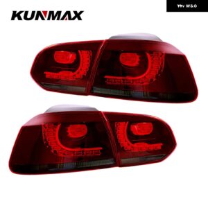 2個 LED テールライト 以降 VW ゴルフ 6 MK6 GTI R 2008-2013 ダイナミックウィンカー リバースフォグブレーキ テールライト PLUGPLAY - 2 PCs Red Smoked