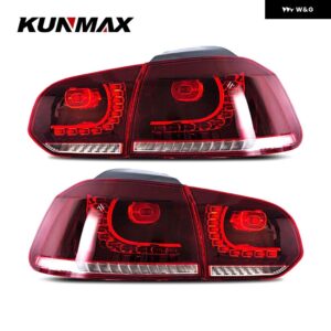 2個 LED テールライト 以降 VW ゴルフ 6 MK6 GTI R 2008-2013 ダイナミックウィンカー リバースフォグブレーキ テールライト PLUGPLAY - 2 PCs Red Clear