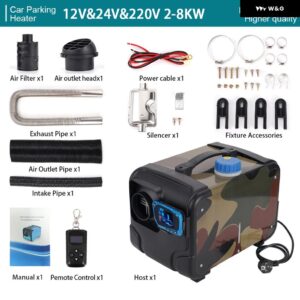 12V/24V/220V ディーゼルヒーター エア パーキング ヒーター 2-8KW ディーゼル暖房低騒音ヒーター トラック バス RV トレーラーボート - 12V 24V 220V