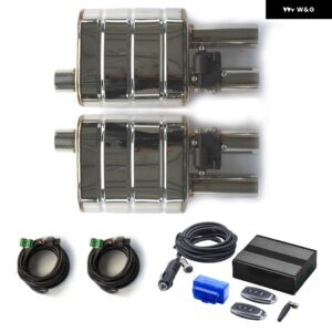 1ペア2/2.36/2.5/2.75/3インチ電気マフラーシングルインレットダブル アウトレット Hタイプマフラー ポンプ カットアウト バルブ 制御 セット - 1Pair 76MM with OBD