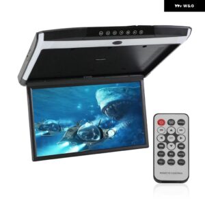 17.3インチ MP5 車ルーフモニター TV フリップダウン 1080P ビデオプレーヤー HD IPS ブルースクリーン周囲光 USB SD HDMI FM 2 ビデオ出力 - black