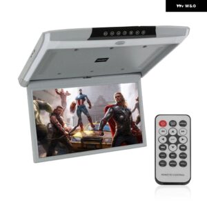 17.3インチ MP5 車ルーフモニター TV フリップダウン 1080P ビデオプレーヤー HD IPS ブルースクリーン周囲光 USB SD HDMI FM 2 ビデオ出力 - Grey