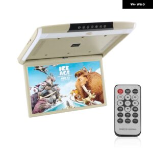 17.3インチ MP5 車ルーフモニター TV フリップダウン 1080P ビデオプレーヤー HD IPS ブルースクリーン周囲光 USB SD HDMI FM 2 ビデオ出力 - beige