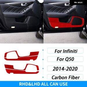 インフィニティ Q50 2014-2020 カーボンフロントドア スピーカー パネル カバー 装飾 内装 装飾 アクセサリー ステッカー - red carbon fiber