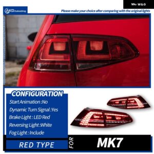 カー スタイリング テールランプ VW ゴルフ 7 テールライト 2013-2019 ゴルフ 7 LED テールライト ゴルフ MK7 リアストップ DRL ブレーキオートアクセサリー - red