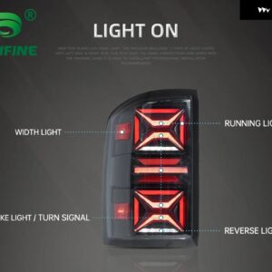 2X テールライト GMC シエラ 2014-2018 LED ダイナミックウィンカー プラグアンドプレイテールランプリバースフォグ テールライト - Clear C