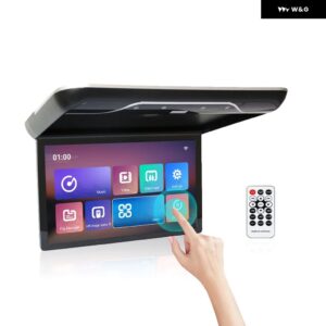 19インチ車ルーフモニター TV フリップダウン 1080P ビデオ HD IPS タッチスクリーン 16色周囲光 USB TF HDMI FM BLUETOOTH ANDRO - black