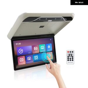 19インチ車ルーフモニター TV フリップダウン 1080P ビデオ HD IPS タッチスクリーン 16色周囲光 USB TF HDMI FM BLUETOOTH ANDRO - grey
