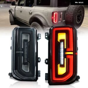 2X テールライト 現 ブロンコ 2021-23 LED ダイナミックウィンカー プラグアンドプレイテール ランプリバースフォグ テールライト - Somked