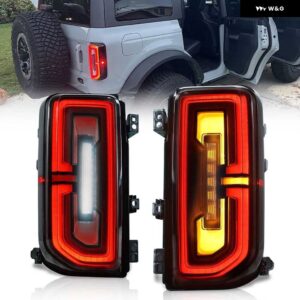 2X テールライト 現 ブロンコ 2021-23 LED ダイナミックウィンカー プラグアンドプレイテール ランプリバースフォグ テールライト - Red