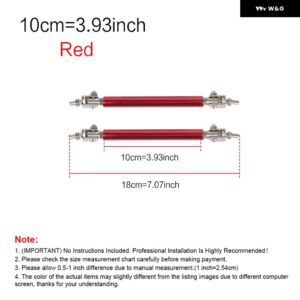 2PSC 汎用 レーシング調整可能 フロントリア バンパー リップスプリッター サポート バー/プルロッドキット レーシング75MM/100MM/150MM/200MM - 10cm-Red