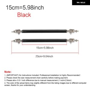 2PSC 汎用 レーシング調整可能 フロントリア バンパー リップスプリッター サポート バー/プルロッドキット レーシング75MM/100MM/150MM/200MM - 15cm-Black