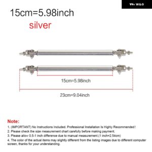 2PSC 汎用 レーシング調整可能 フロントリア バンパー リップスプリッター サポート バー/プルロッドキット レーシング75MM/100MM/150MM/200MM - 15cm-Silver