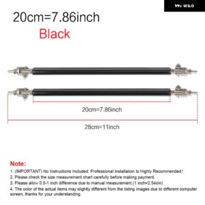 2PSC 汎用 レーシング調整可能 フロントリア バンパー リップスプリッター サポート バー/プルロッドキット レーシング75MM/100MM/150MM/200MM - 20cm-Black
