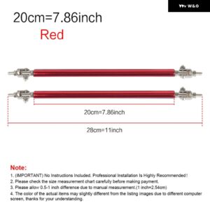 2PSC 汎用 レーシング調整可能 フロントリア バンパー リップスプリッター サポート バー/プルロッドキット レーシング75MM/100MM/150MM/200MM - 20cm-Red