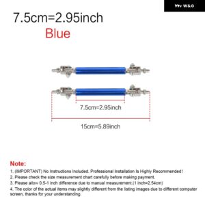 2PSC 汎用 レーシング調整可能 フロントリア バンパー リップスプリッター サポート バー/プルロッドキット レーシング75MM/100MM/150MM/200MM - 7.5cm-Blue