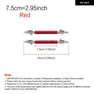 2PSC 汎用 レーシング調整可能 フロントリア バンパー リップスプリッター サポート バー/プルロッドキット レーシング75MM/100MM/150MM/200MM - 7.5cm-Red