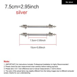 2PSC 汎用 レーシング調整可能 フロントリア バンパー リップスプリッター サポート バー/プルロッドキット レーシング75MM/100MM/150MM/200MM - 7.5cm-Silver