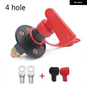 300A 12V 24V 赤 2キー カットオフ バッテリー メイン キルスイッチ 車両 車 カスタム アイソレーター ディスコネクター トラック ボート 自動車 - 4 hole M10