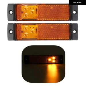 1/2個 12V/24V 3LED サイド マーカーライト テールライト クリアランス ウィンカー リフレクター リア インジケーター ランプ トラック トレーラー - 2PCS Yellow