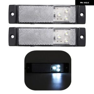 1/2個 12V/24V 3LED サイド マーカーライト テールライト クリアランス ウィンカー リフレクター リア インジケーター ランプ トラック トレーラー - 2PCS White