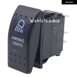 1PCS 12V / 24V 5ピンマリンスイッチSPSTオンオフカースイッチボート トラック ライトデュアルイルミネーションブルーLED 防水 付き - AWNING LIGHTS
