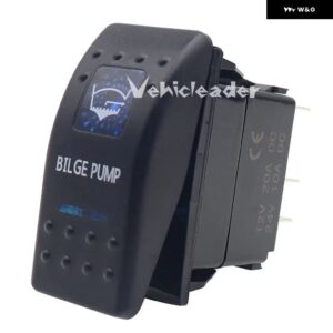 1PCS 12V / 24V 5ピンマリンスイッチSPSTオンオフカースイッチボート トラック ライトデュアルイルミネーションブルーLED 防水 付き - BILGE PUMP