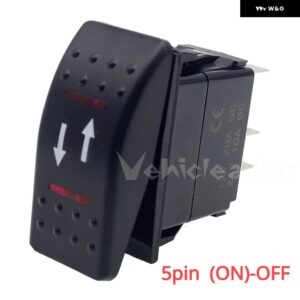 12V / 24VマリンロッカースイッチSPST / ON OFF DPDT / ON OFF ON 防水 赤色LED ライトバー 車ボートARBロッカートグルスイッチ - 5pin (ON)-OFF