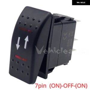 12V / 24VマリンロッカースイッチSPST / ON OFF DPDT / ON OFF ON 防水 赤色LED ライトバー 車ボートARBロッカートグルスイッチ - 7pin (ON)-OFF-(ON)