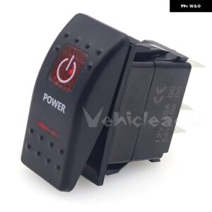 1PCS 赤色 LED ロッカースイッチ 5ピン ON OFF 12V/24V 車スイッチ ボート トラック ライト デュアルライト付き LED 防水 ホーン オン オフ - Power