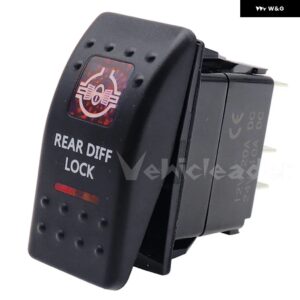 1PCS 赤色 LED ロッカースイッチ 5ピン ON OFF 12V/24V 車スイッチ ボート トラック ライト デュアルライト付き LED 防水 ホーン オン オフ - Rear Diff Lock