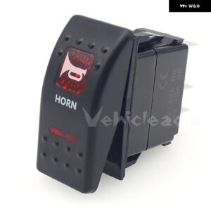 1PCS 赤色 LED ロッカースイッチ 5ピン ON OFF 12V/24V 車スイッチ ボート トラック ライト デュアルライト付き LED 防水 ホーン オン オフ - HORN (ON) OFF