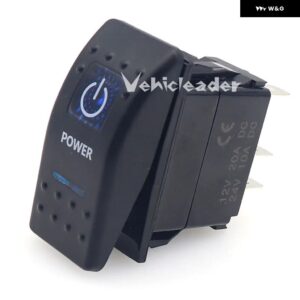 1PCS ブルー LED ロッカースイッチ 5ピン 12V/24V 車用スイッチ ボート トラック ライト デュアルライト LED 防水 付き - Power
