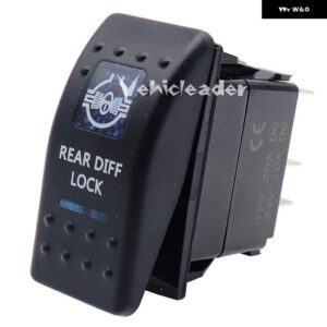 1PCS ブルー LED ロッカースイッチ 5ピン 12V/24V 車用スイッチ ボート トラック ライト デュアルライト LED 防水 付き - Rear Diff Lock