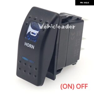 1PCS ブルー LED ロッカースイッチ 5ピン 12V/24V 車用スイッチ ボート トラック ライト デュアルライト LED 防水 付き - HORN(momentary)
