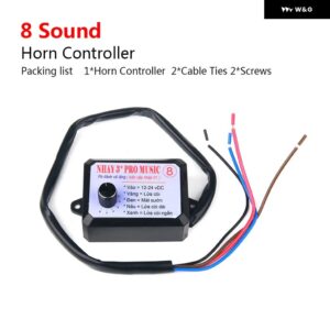 12V-24V 8音と12音ミュージカル電子ホーン コントローラ ー 3+ プロホーン スピーカー サウンド コントロール ユニット ボリュームスイッチ付き - 8 sounds