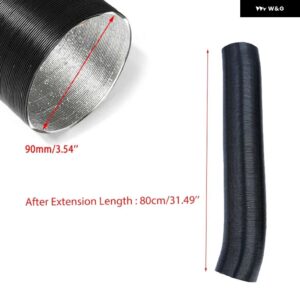 25/42/60/76/90MM 吸気口排気口ストレッチコルゲートホース パイプ フレキシブル燃焼WEBASTO EBERSPACHERオートヒーター - 80cmx9cm(LxID)