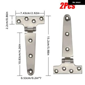 2個入り ステンレス マリングレード 高耐久 研磨ドアヒンジ 窓用 T字型ヒンジ キャストストラップ ボートハードウェア - 2Pcs 152mm