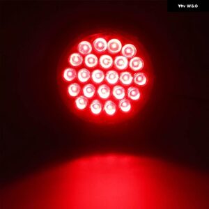 24V リアテールブレーキストップ マーカーライト インジケーター カー トラック トレーラー24 LEDラウンド リフレクター ハザード灯レッドイエローホワイト - Red