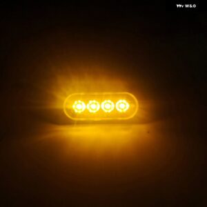 4X 4LED 車ハザード灯 グリル 故障ライト 車 トラック トレーラー ビーコン ランプ LED サイドライト 車 ビーコン ランプ - amber